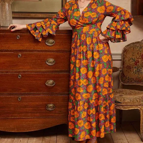 Dawn O’Porter x Joanie: 70's retro style maxi dress, size US 10 (EUC) - Picture 2 of 13